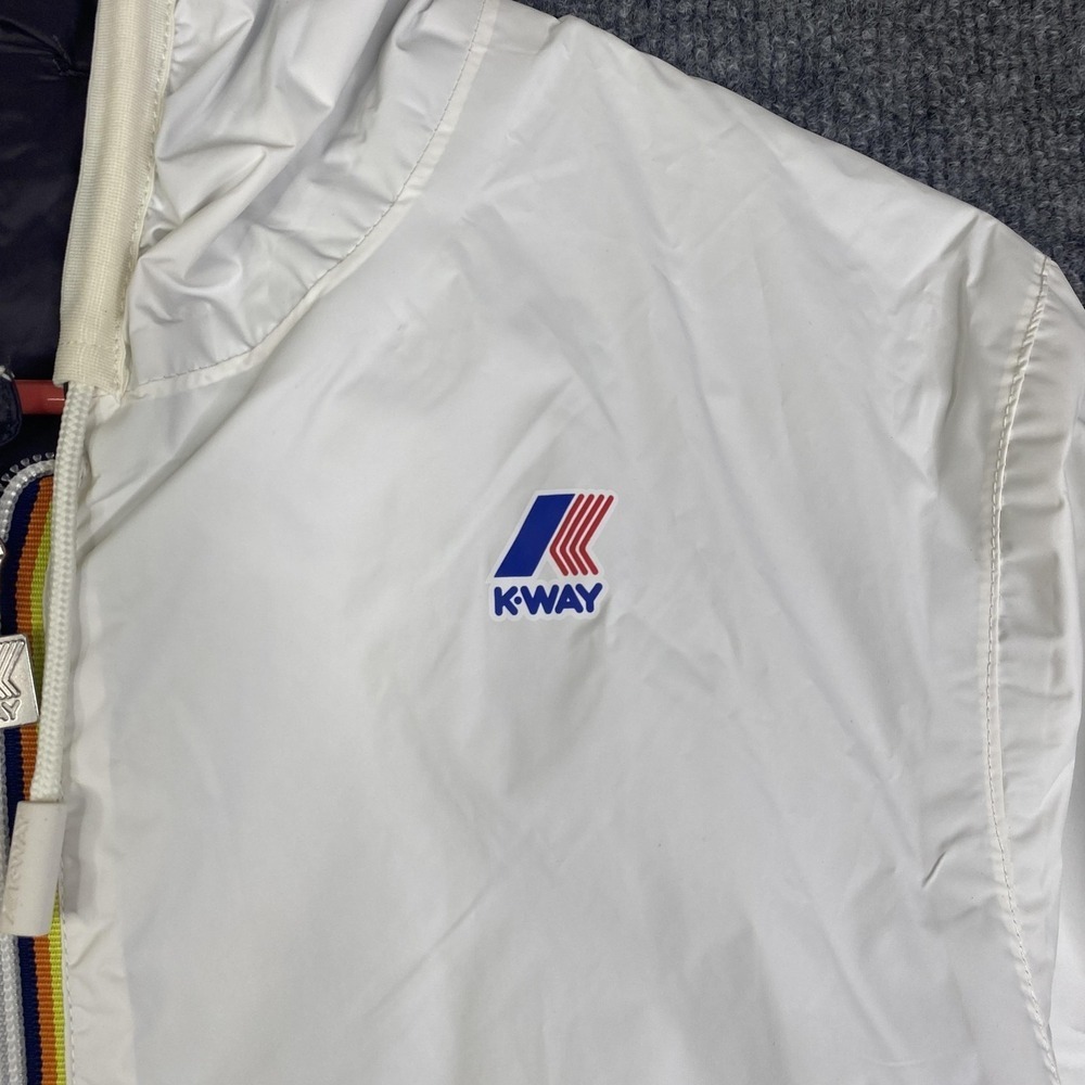 K-Way Jacques Plus Double Jacket Mens Medium White Hooded Windbreaker Coat - Picture 4 of 15
